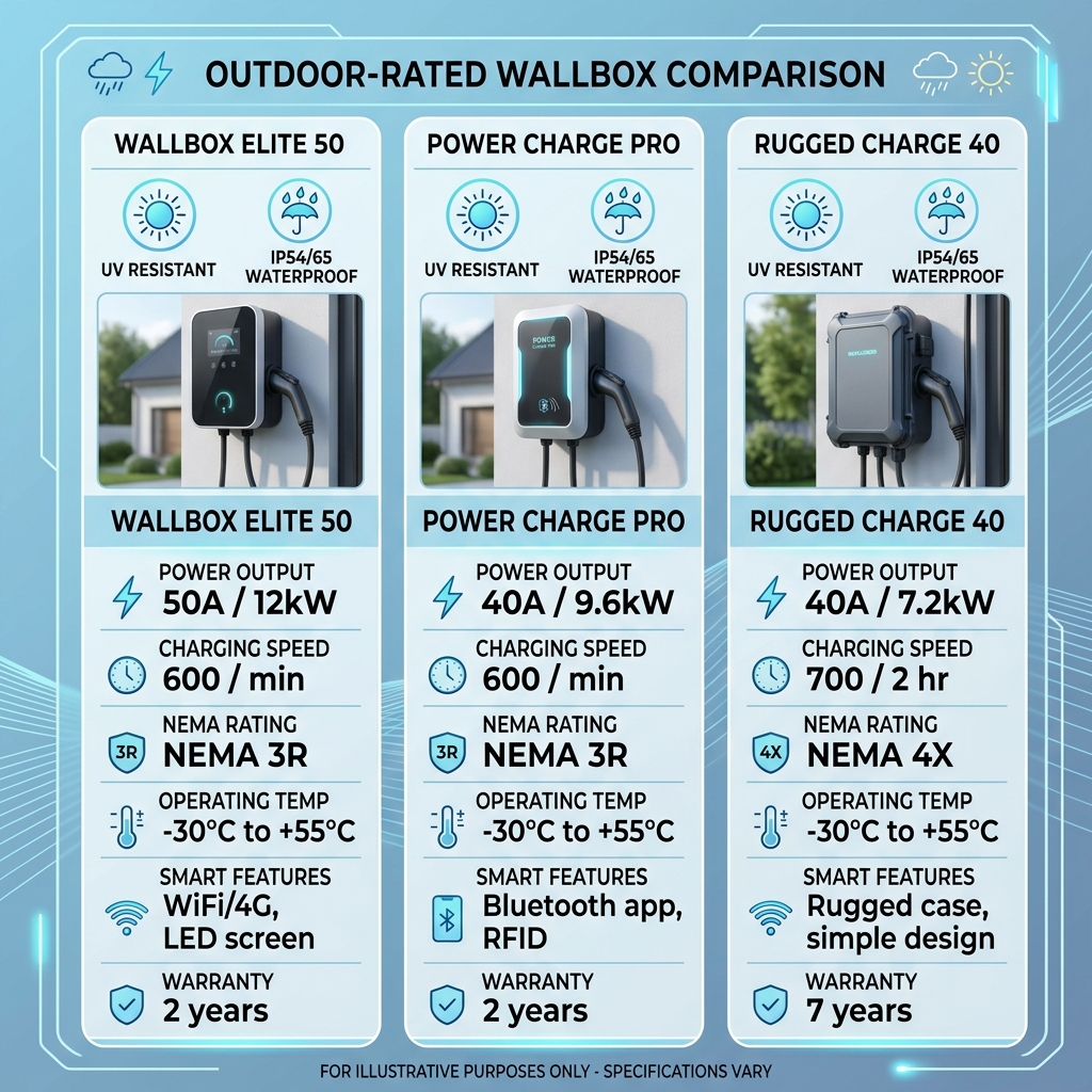 Comparatif wallbox outdoor IP54 : les meilleures bornes résistantes aux embruns et au soleil
